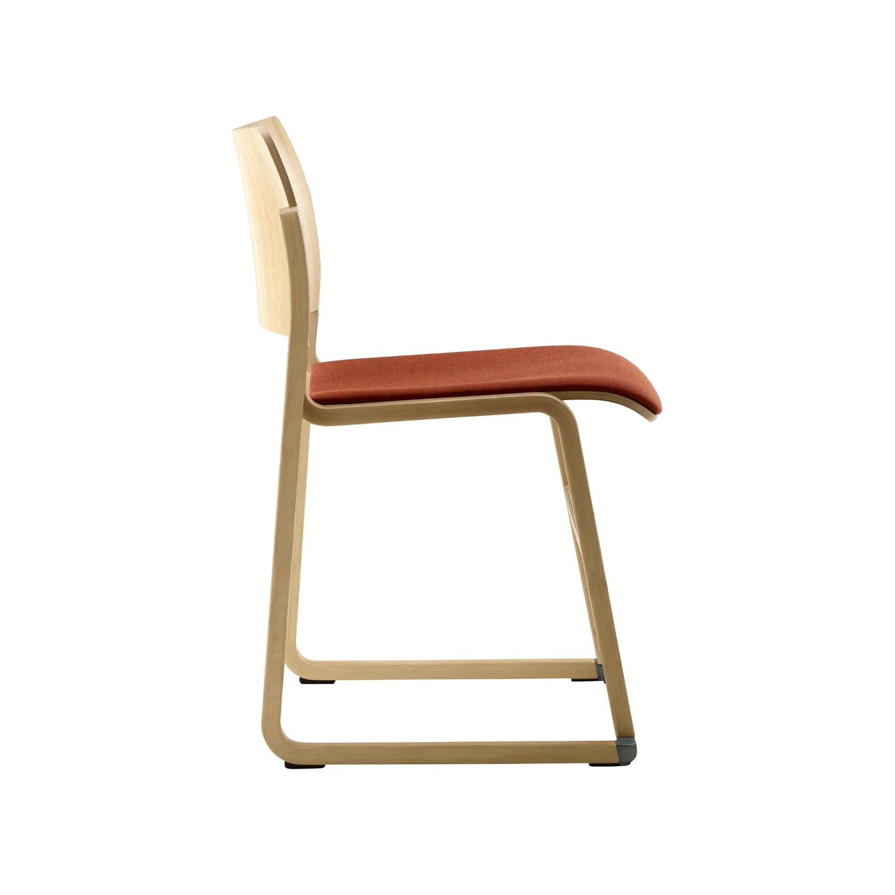 Howe 40/4 upholstered wood stacking chair side view